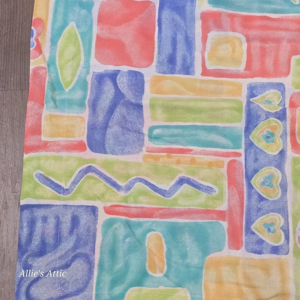 2 Vintage 80s 90s Pillow Cases Geometric Colorful Blue Green Red Heart Abstract